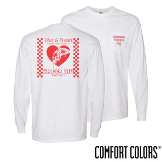 New! Kappa Sig Comfort Colors Hot and Fresh Pizza Long Sleeve Tee Kappa Sigma