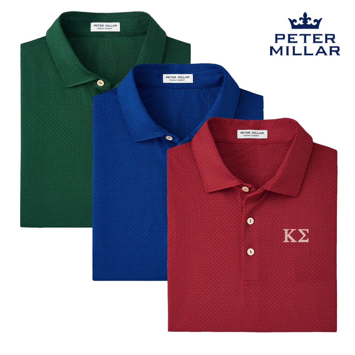New! Kappa Sig Peter Millar Tesseract Patterned Polo With Greek Letters Kappa Sigma