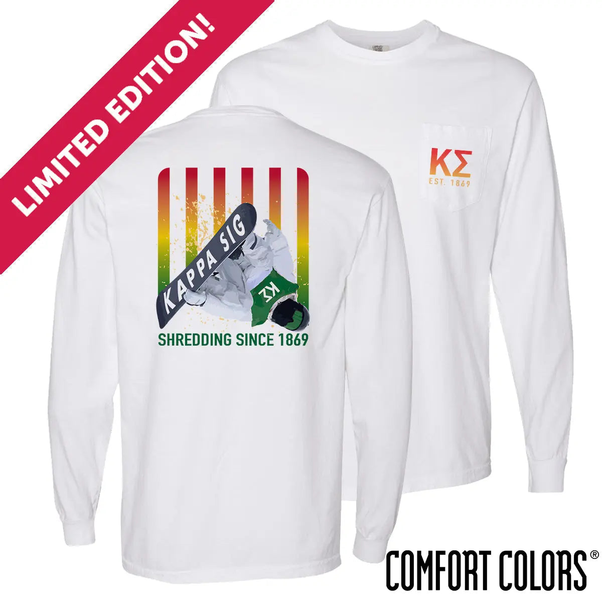 New! Limited Edition Kappa Sig Comfort Colors Slope Shredder Long Sleeve Tee Kappa Sigma