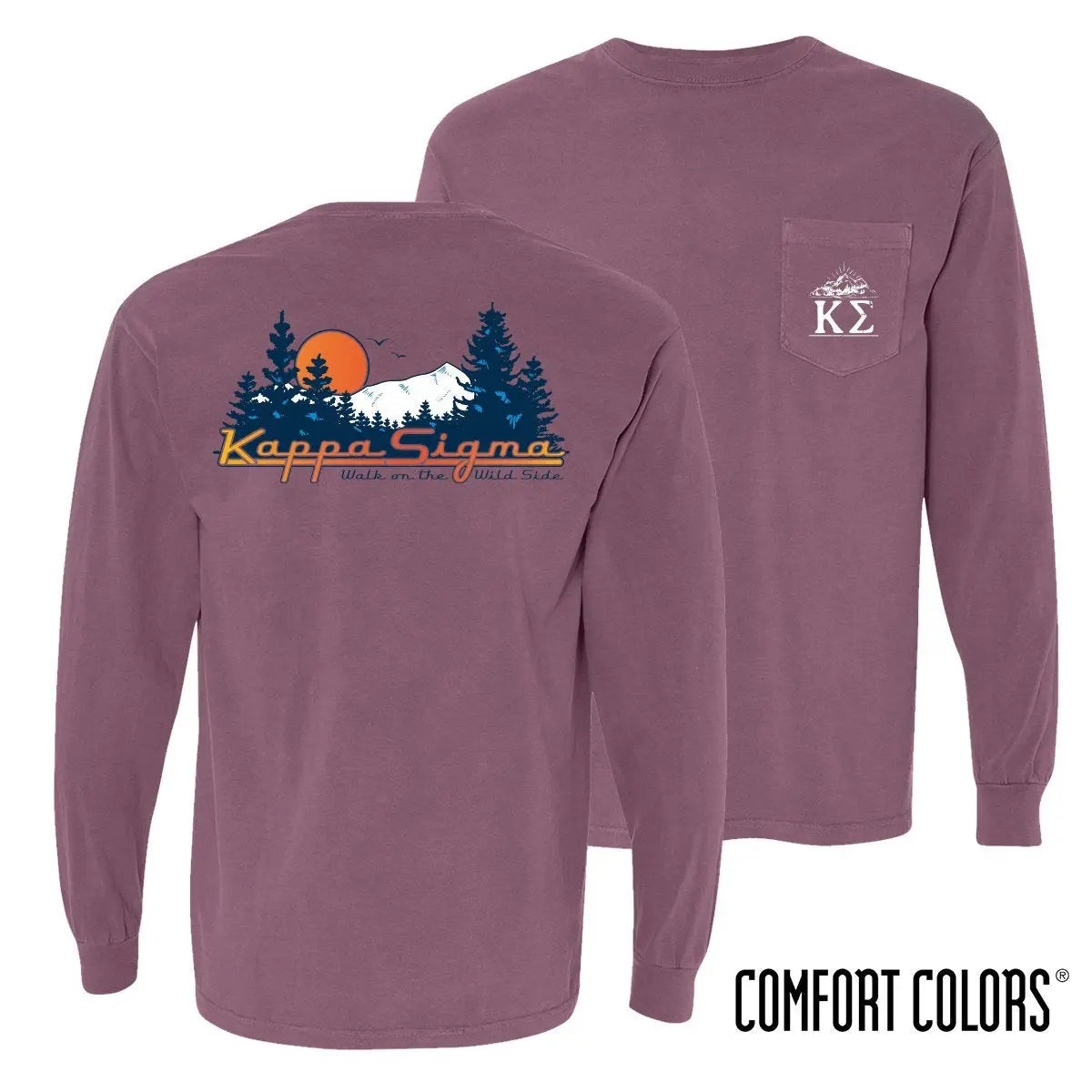 Kappa Sig Comfort Colors Berry Retro Wilderness Long Sleeve Pocket Tee - Kappa Sigma Official Store
