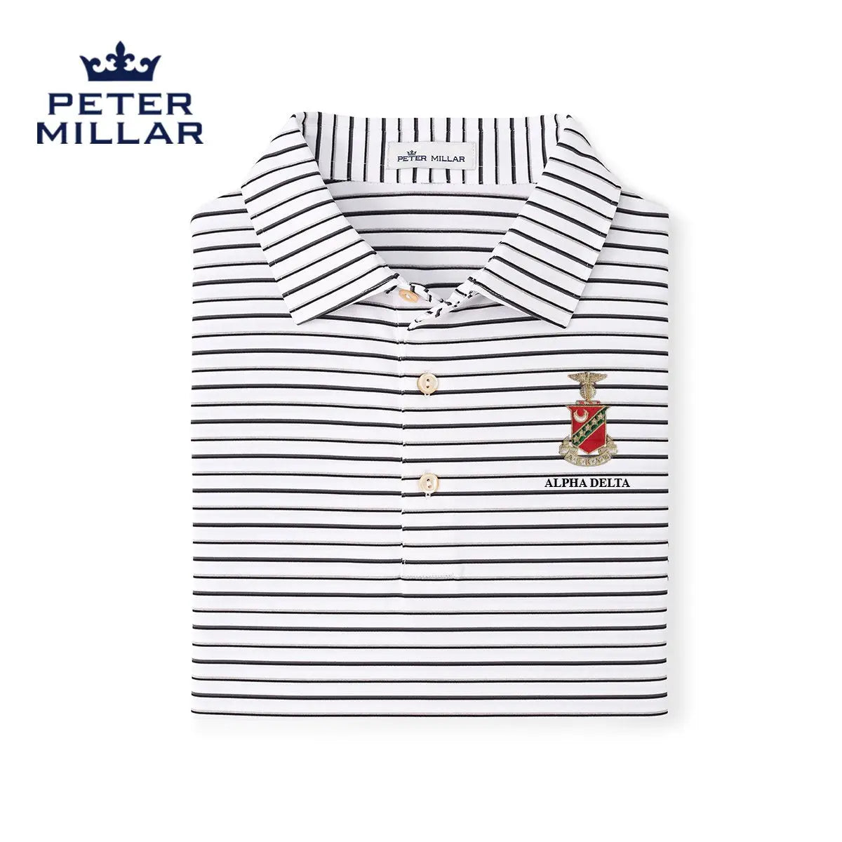 Kappa Alpha Peter Millar Jubilee Stripe Stretch Jersey Polo with Crest