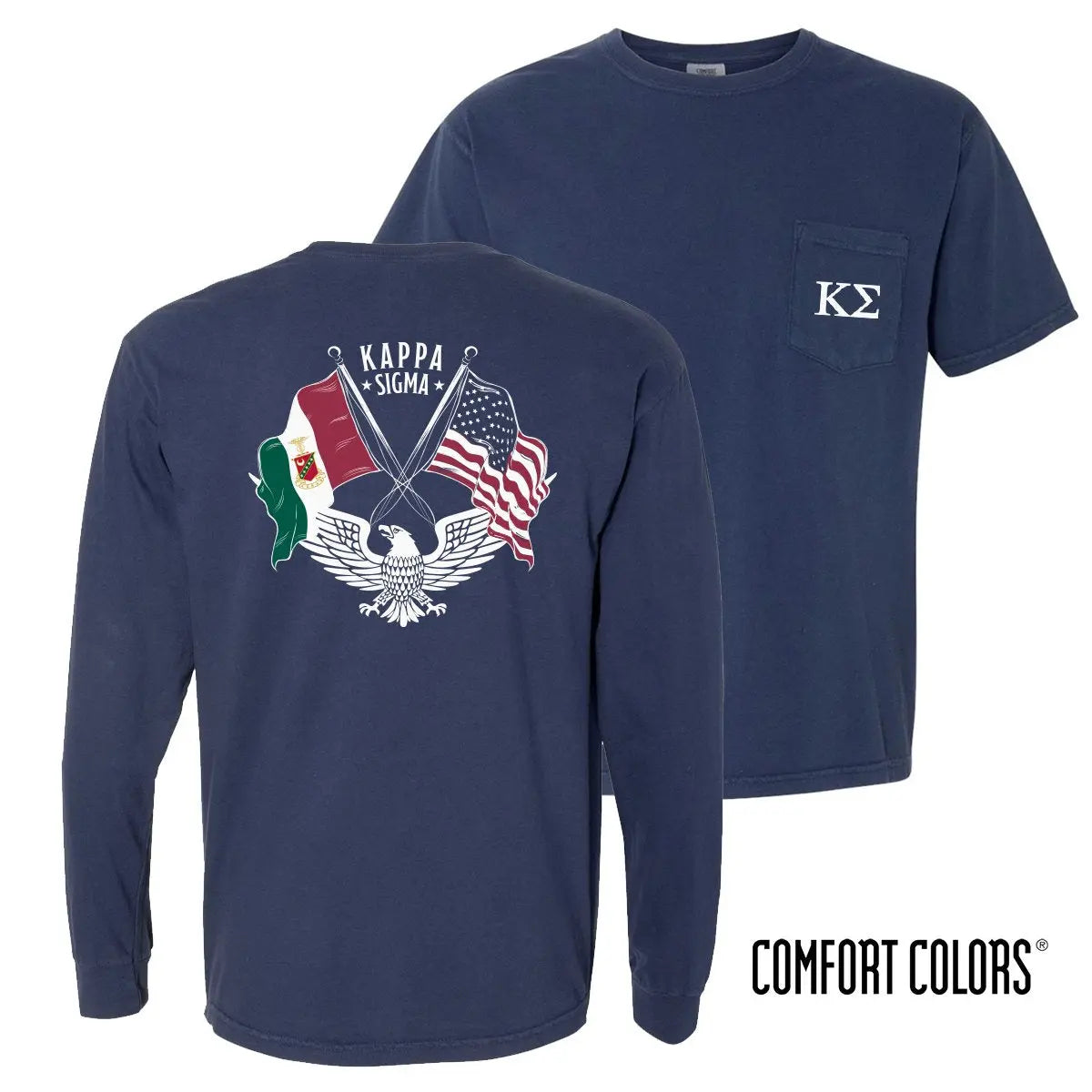 Patriot Long Kappa Sleeve Comfort Colors Kappa Sig Official Navy Store tee – Sigma